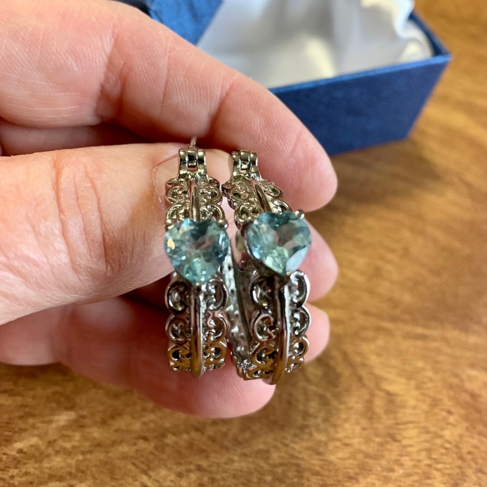NWT Blue topaz hoop earrings